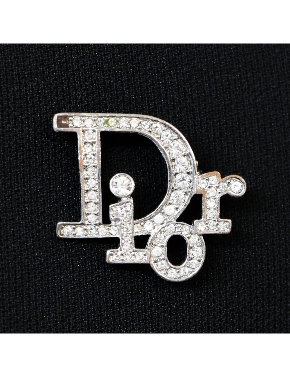 Broche CHRISTIAN DIOR argent strass