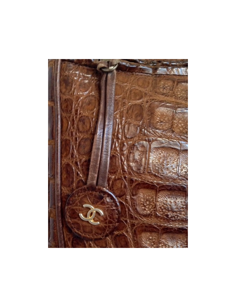 sac CHANEL vintage croco caméra
