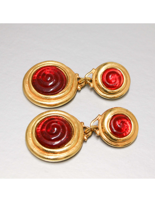 Clips pendants résine dorée