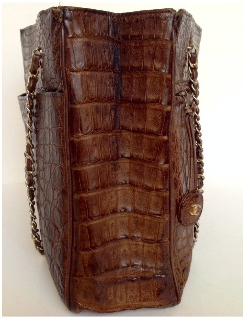 sac CHANEL vintage croco caméra