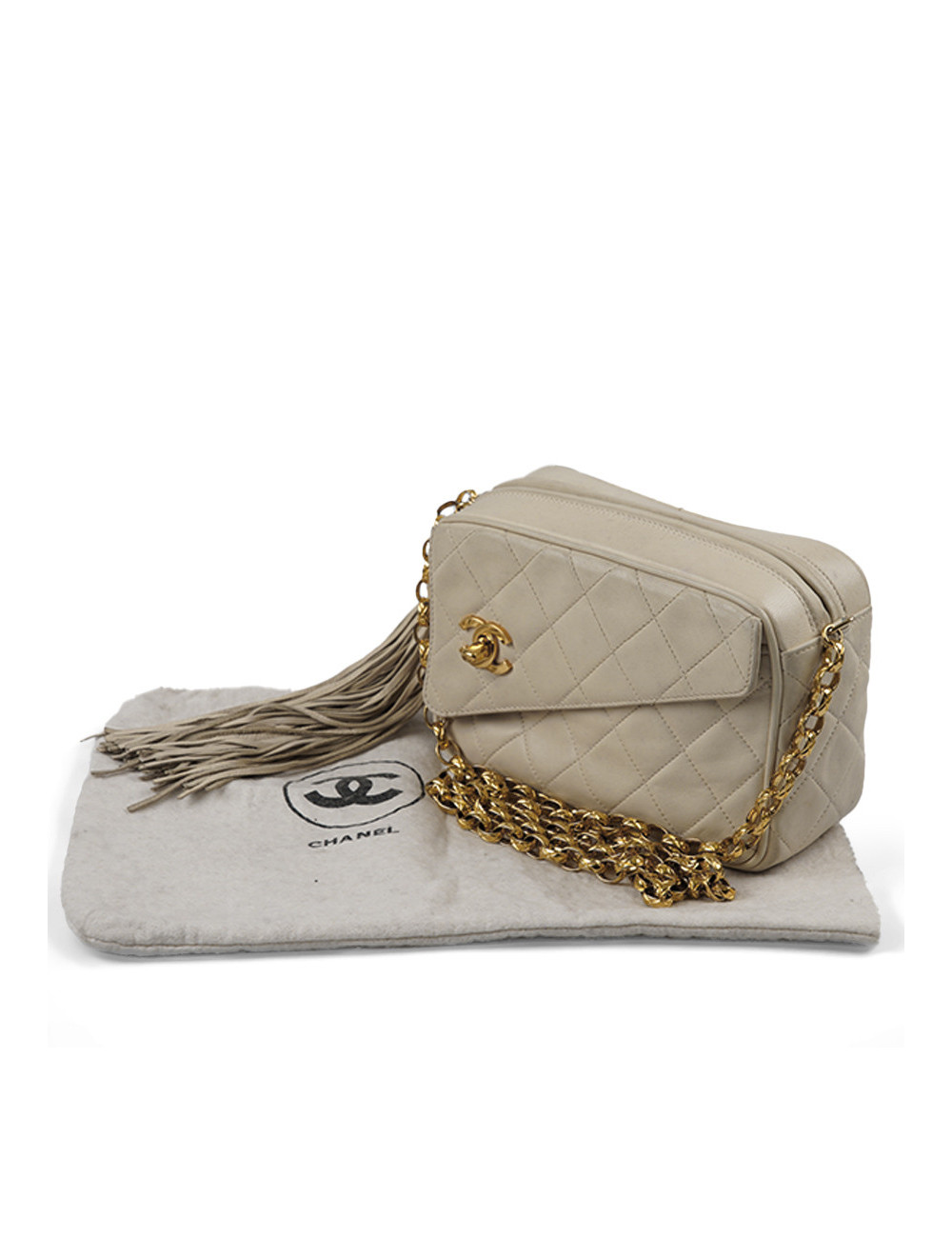 Sac vintage caméra CHANEL écru