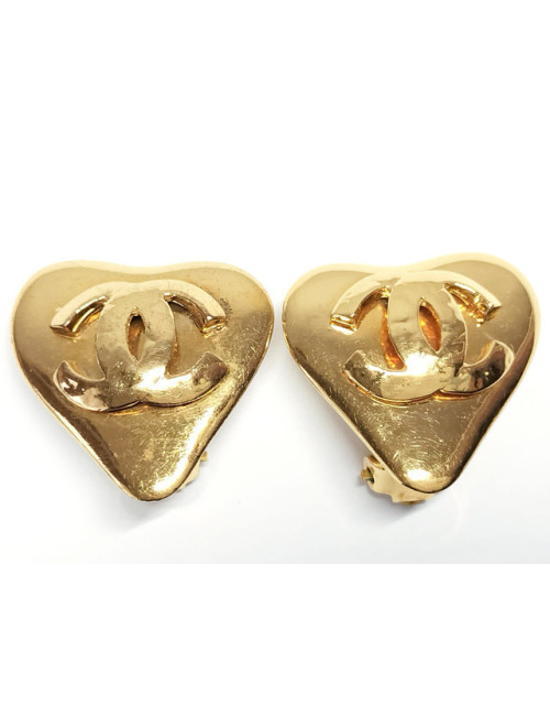 Clips coeur CHANEL dorés vintage