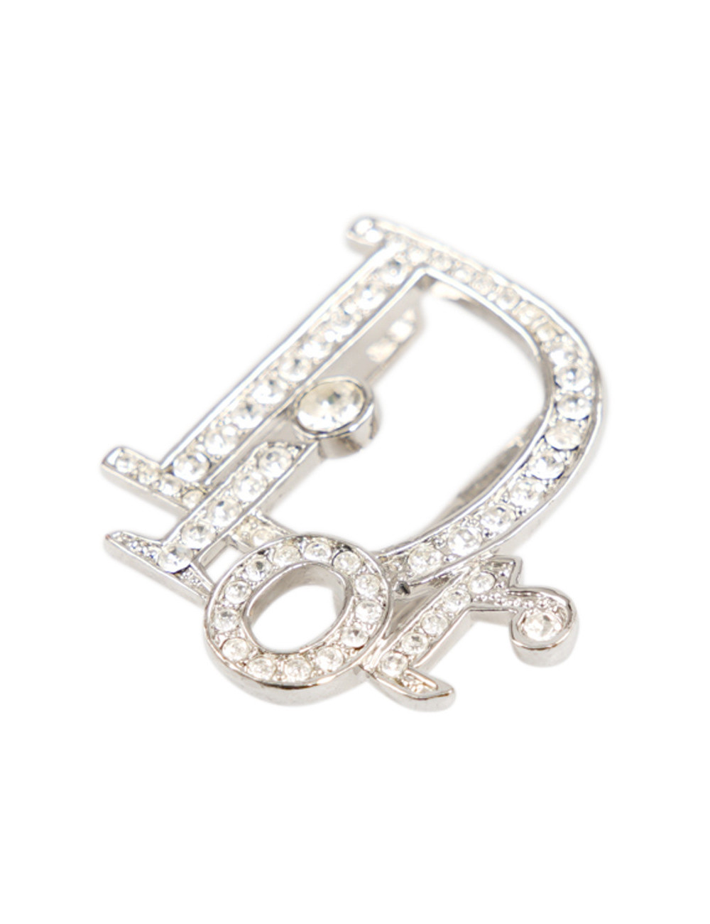 CHRISTIAN DIOR silver and rhinestones belt buckle