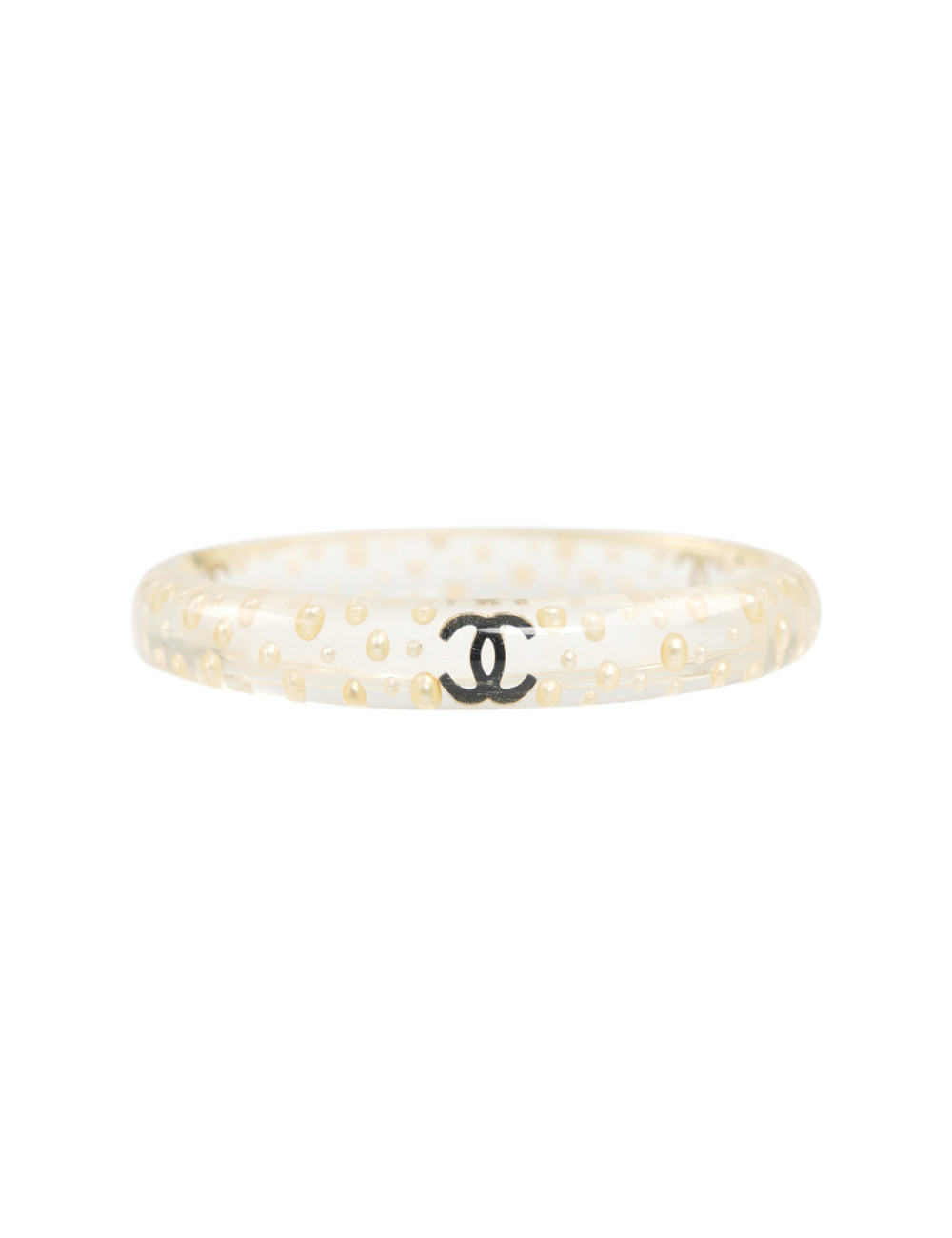 CHANEL transparent and pearly resin bracelet