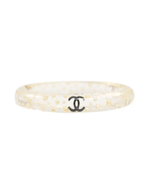 CHANEL transparent and pearly resin bracelet