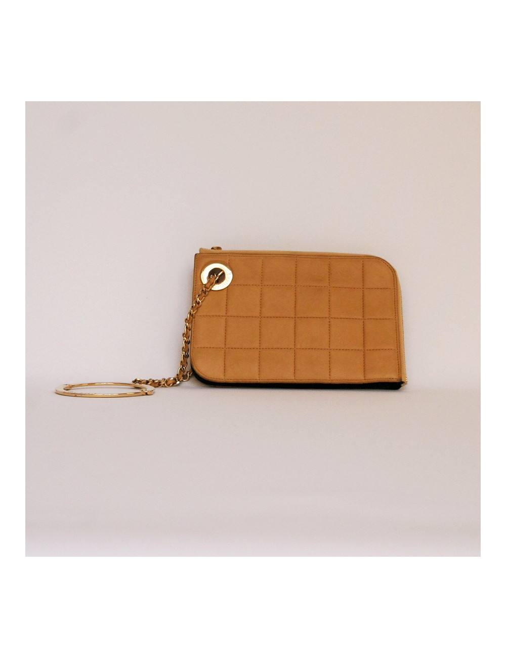 pochette CHANEL en cuir de veau lisse beige