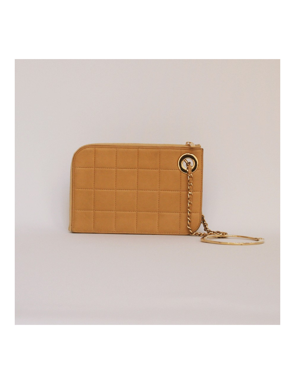 pochette CHANEL en cuir de veau lisse beige