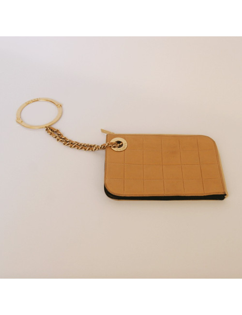 pochette CHANEL en cuir de veau lisse beige