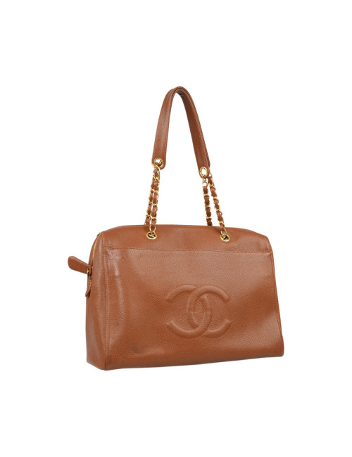 Cabas CHANEL cuir grainé marron