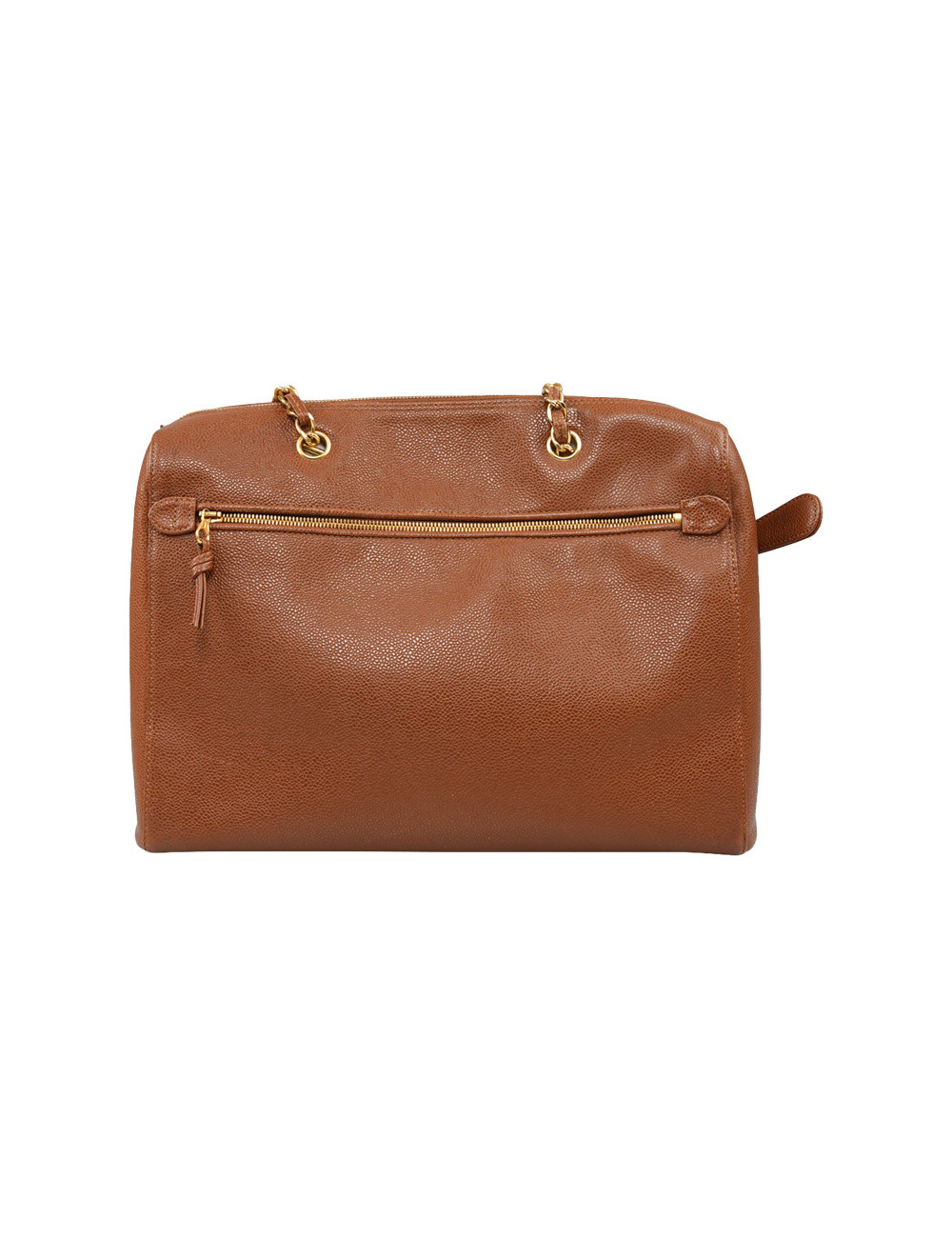 CHANEL brown grained leather tote bag