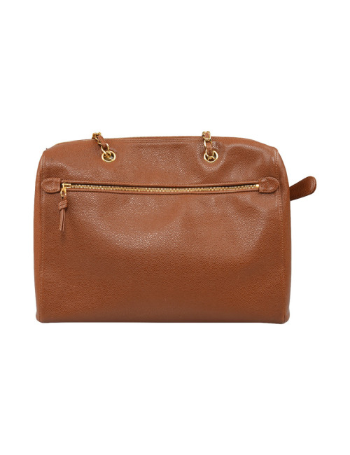 CHANEL brown grained leather tote bag