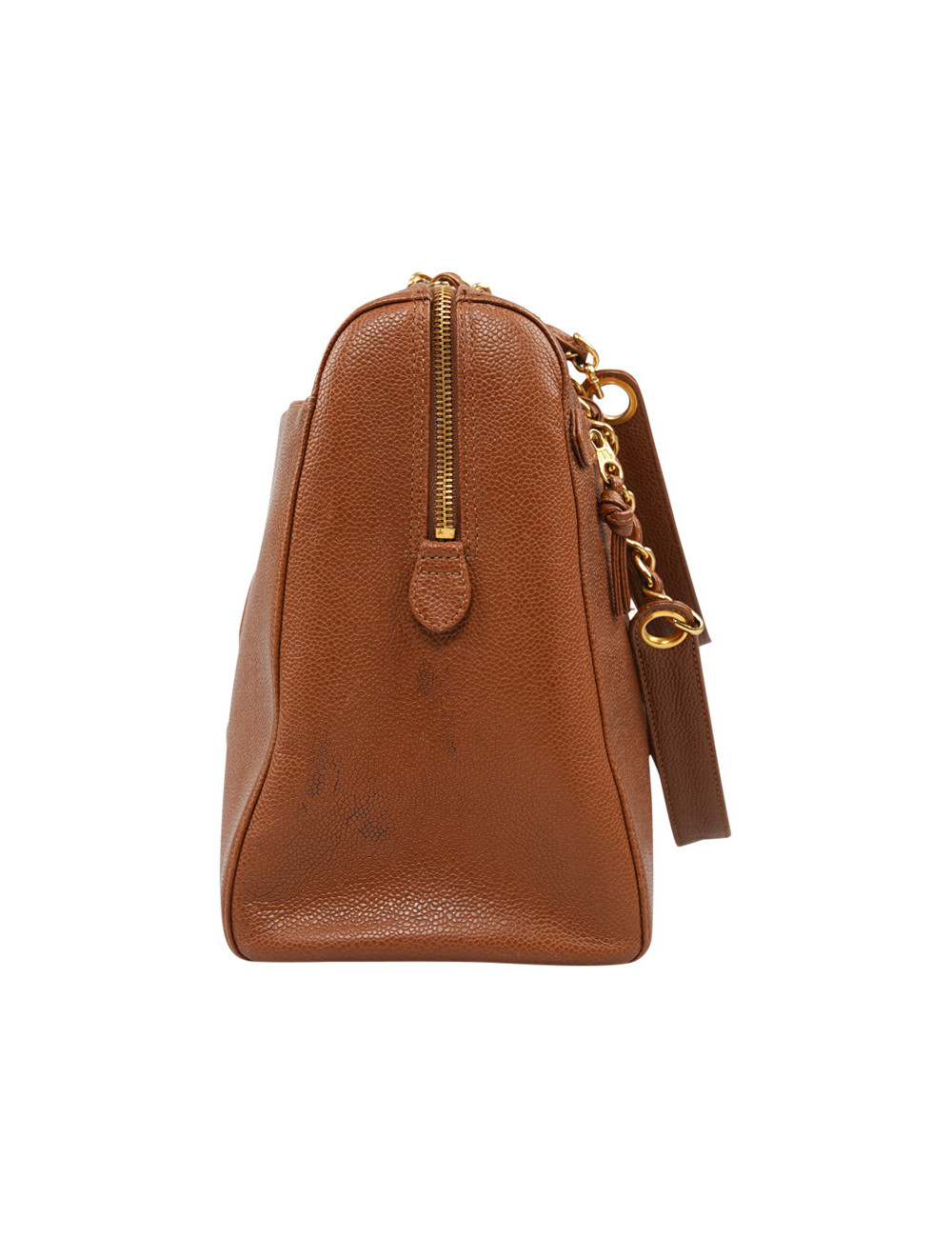 CHANEL brown grained leather tote bag