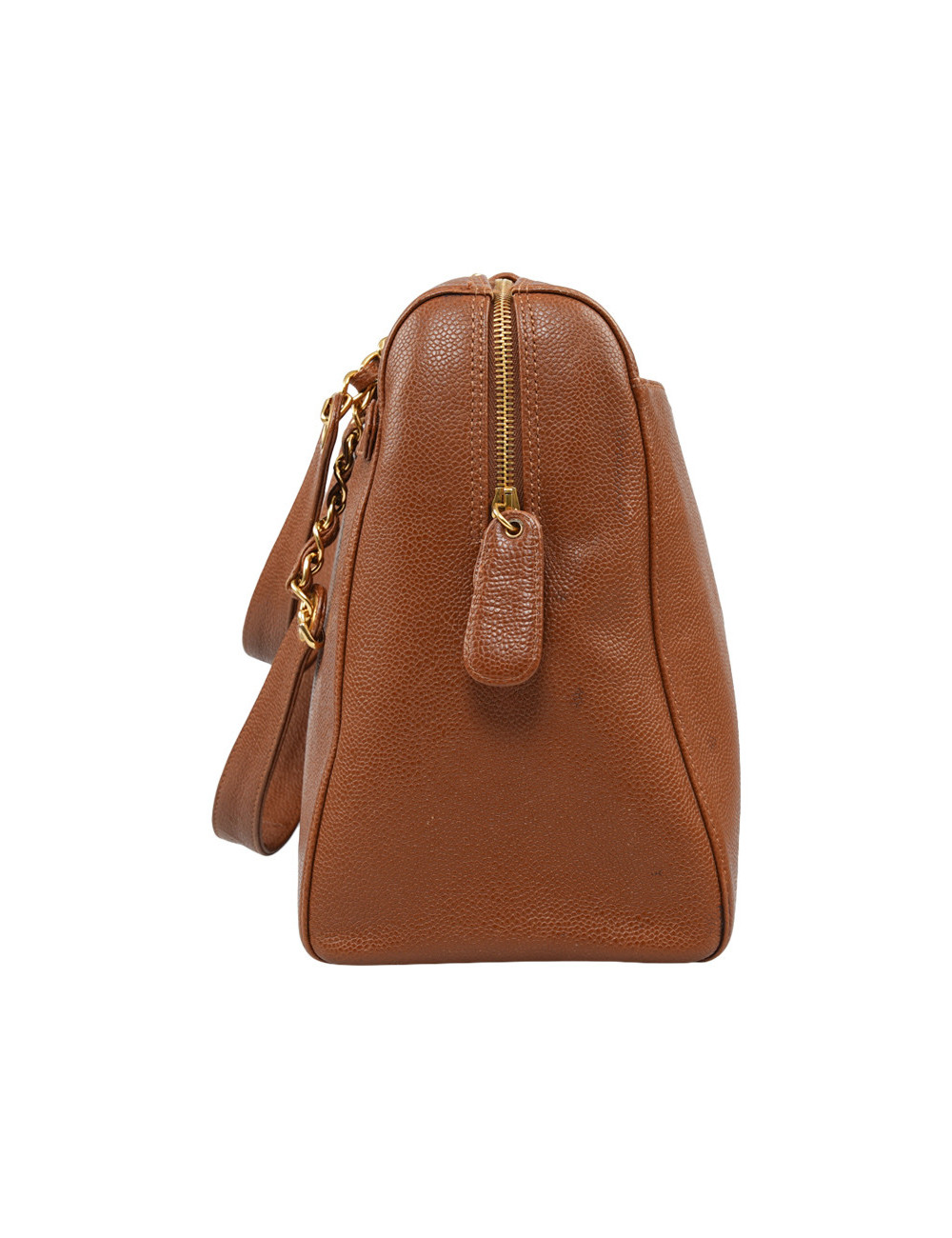 CHANEL brown grained leather tote bag