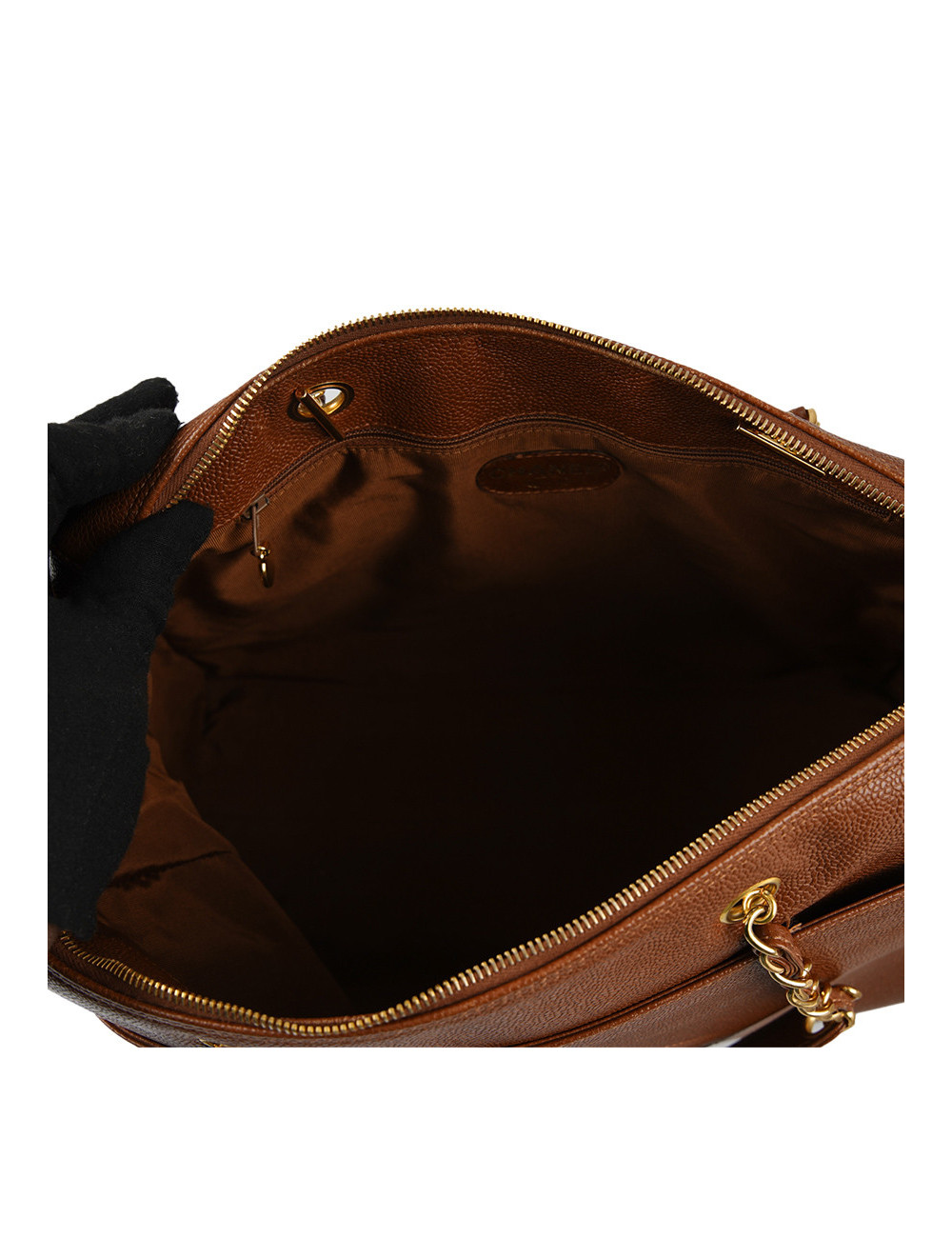 CHANEL brown grained leather tote bag