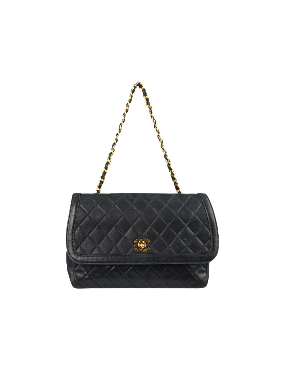 Sac vintage CHANEL bleu marine