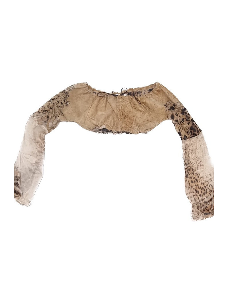 Crop ROBERTO CAVALLI t S cuir beige soie 