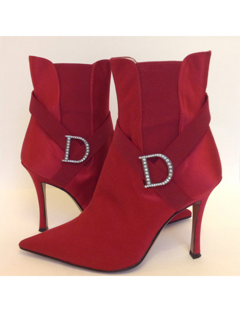 Bottines DIOR t 39.5 satin rouge bordeaux