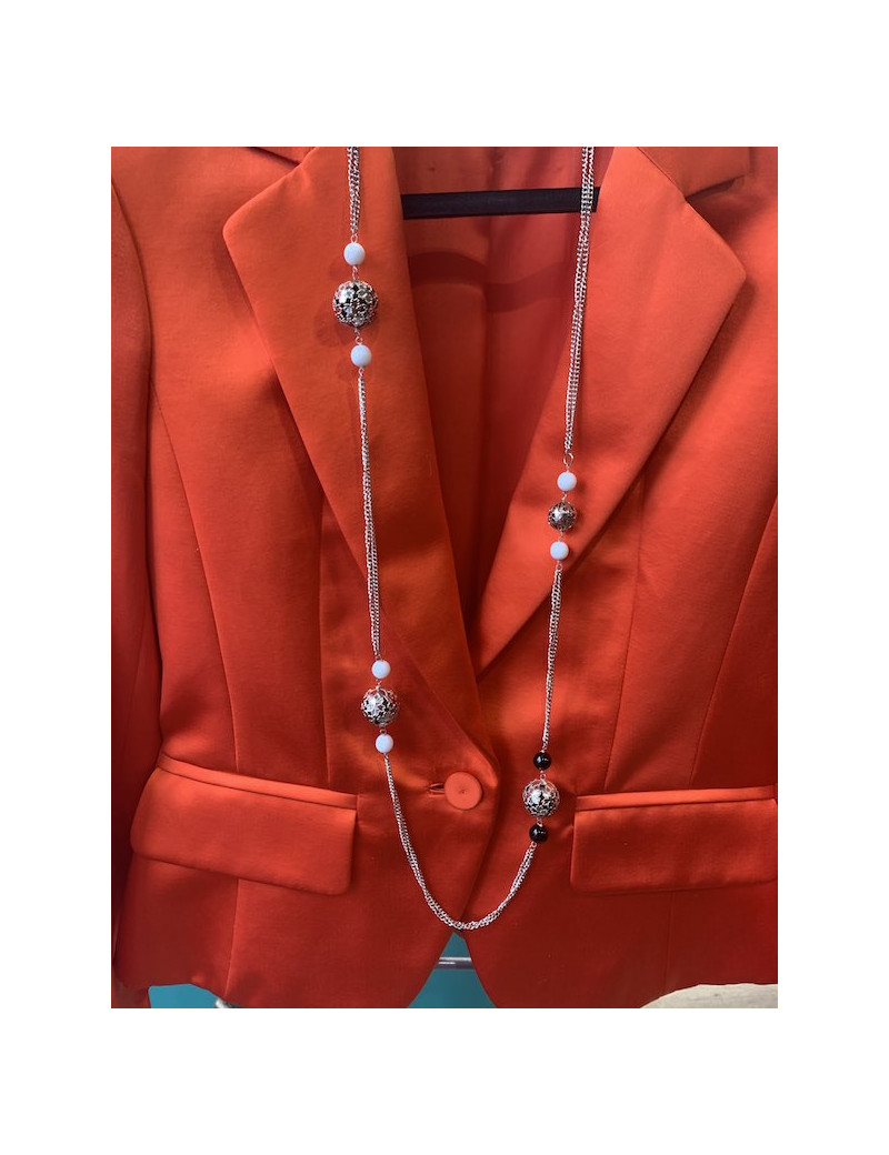 Sautoir MARGUERITE DE VALOIS, chaîne argentée, 