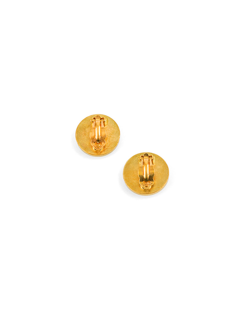 CHANEL golden and black clip-on earrings