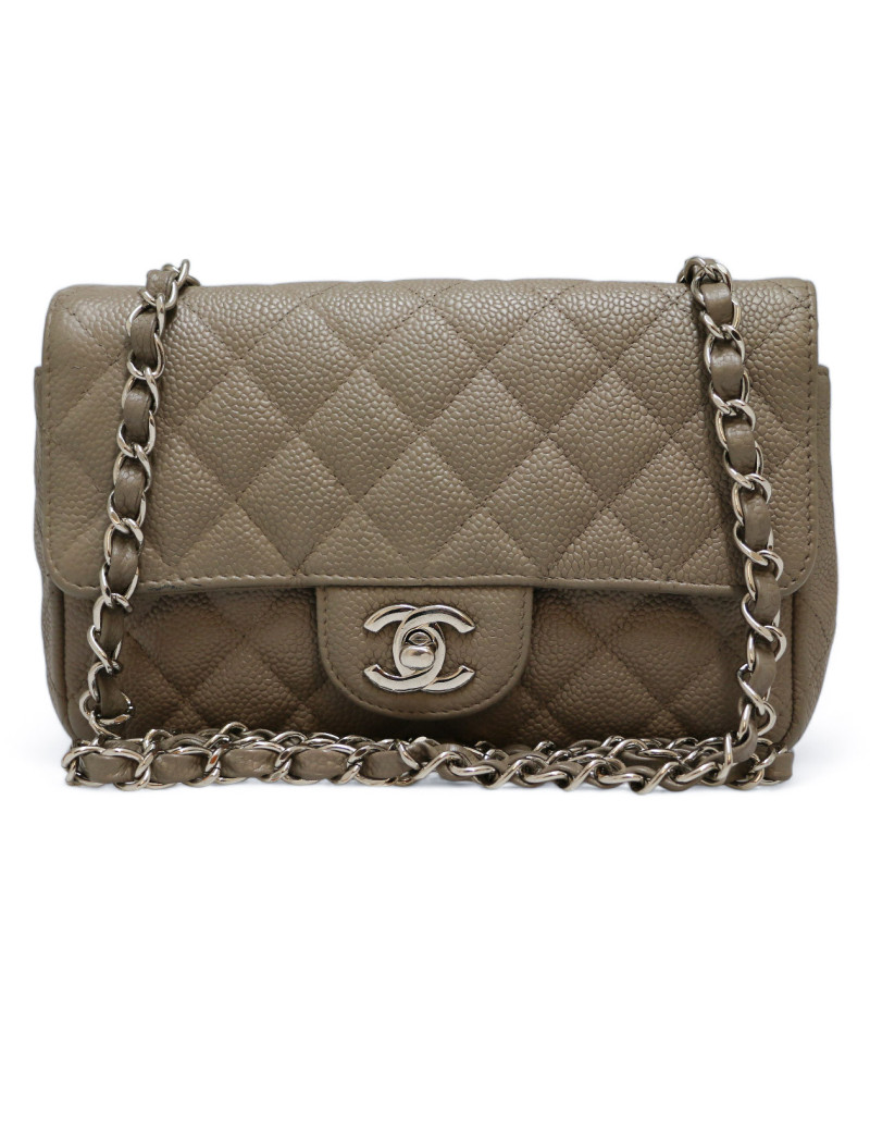 CHANEL grey caviar leather Mini Timeless bag