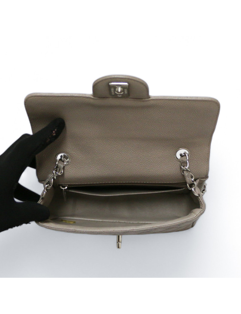 CHANEL grey caviar leather Mini Timeless bag