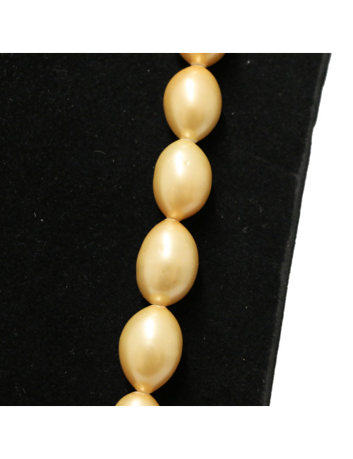 CHANEL vintage pearly light citrine molten glass beads long necklace