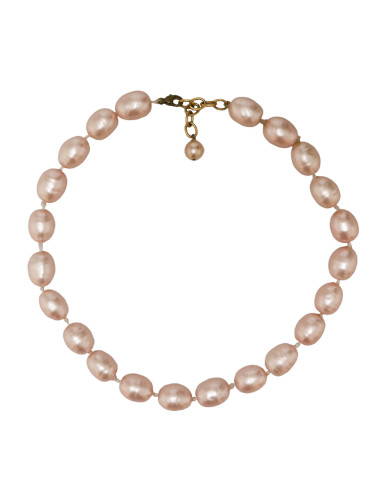 Collier CHANEL perles pâte de verre nacrées rose
