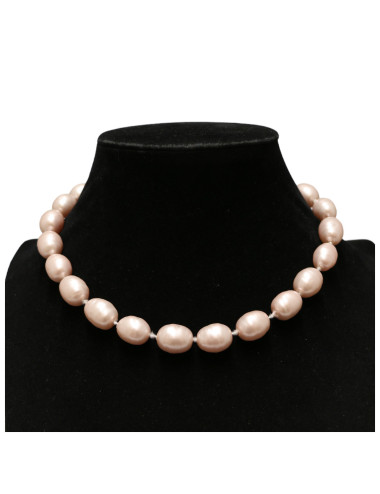 Collier CHANEL perles pâte de verre nacrées rose 2