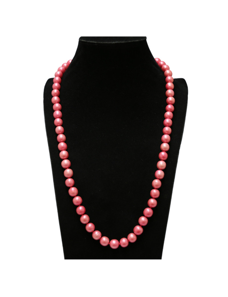 CHANEL vintage pearly pink molten glass long beaded necklace