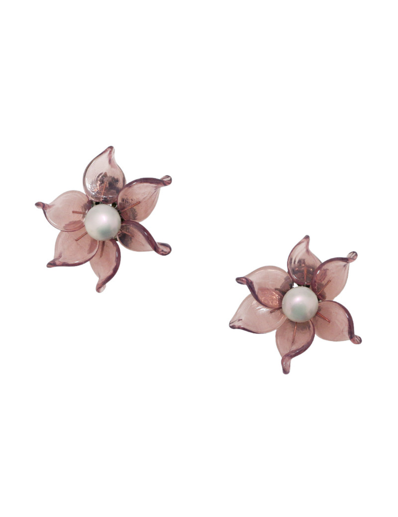 Boucles d'oreille CHANEL fleur améthyste