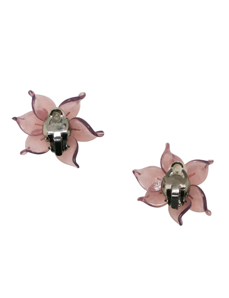 MARGUERITE DE VALOIS amethyst flower clip-on earrings