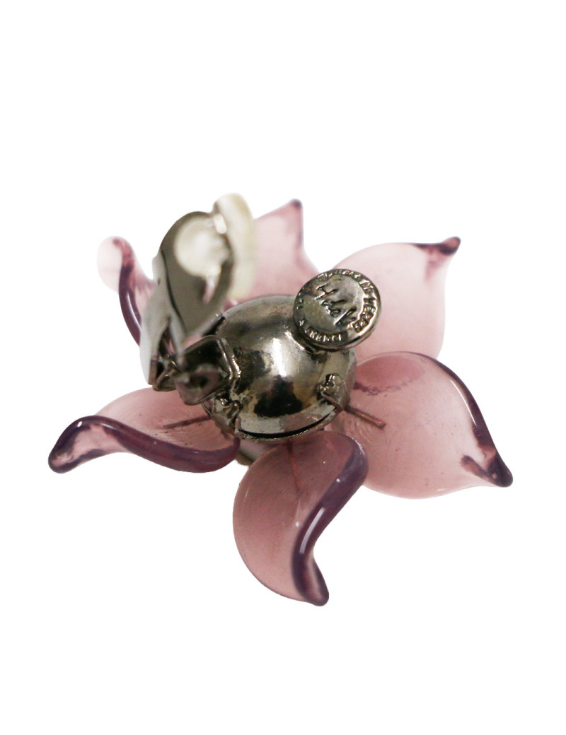 MARGUERITE DE VALOIS amethyst flower clip-on earrings