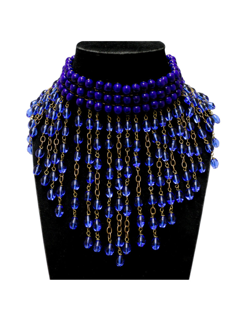 Chocker MARGUERITE DE VALOIS perles pendantes pâte de verre