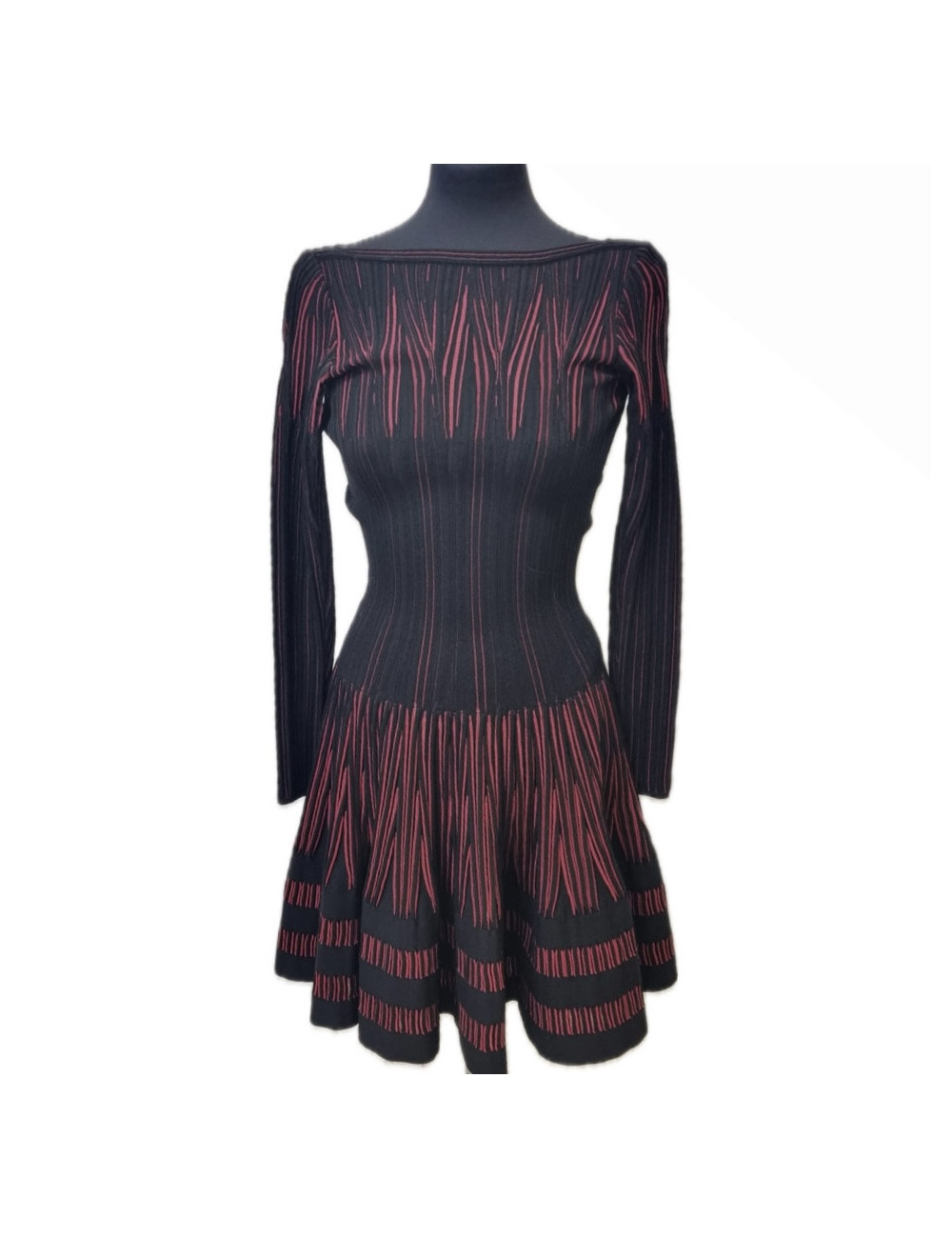 Robe T36 ALAIA volants rouge noir