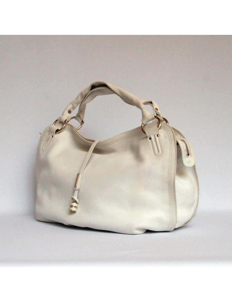grand cabas CELINE cuir grainé blanc