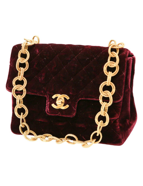 Sac du soir CHANEL velours rouge cardinal