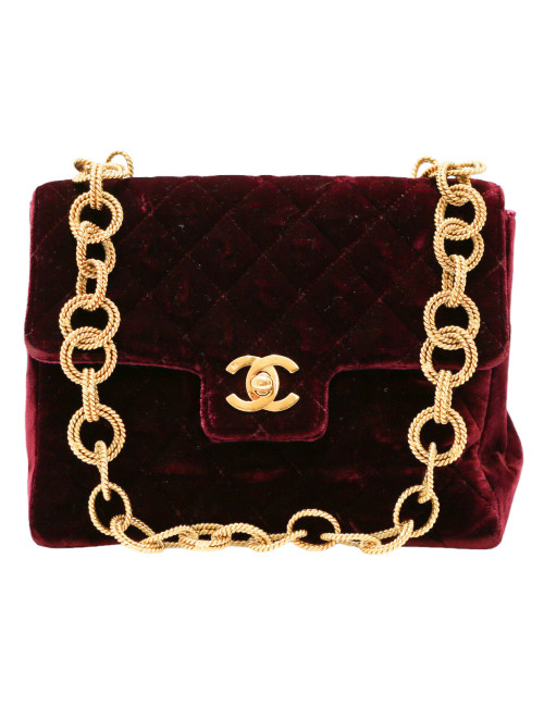 Sac du soir CHANEL velours rouge cardinal
