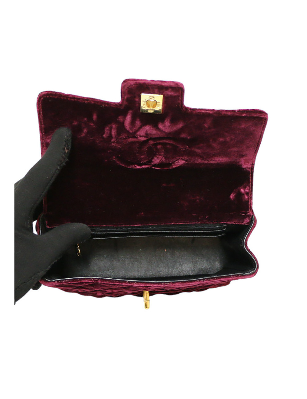 Sac du soir CHANEL velours rouge cardinal