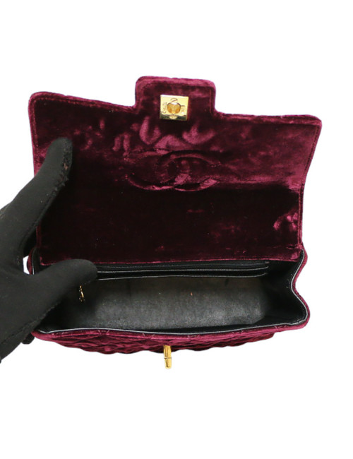 Sac du soir CHANEL velours rouge cardinal