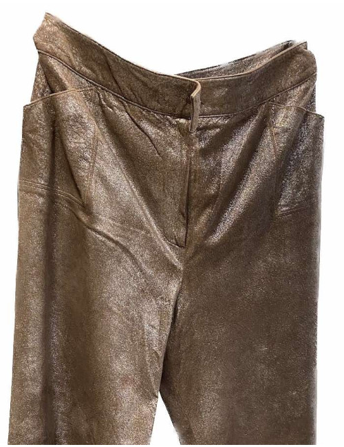 Pantalon T44 CHANEL cuir moiré
