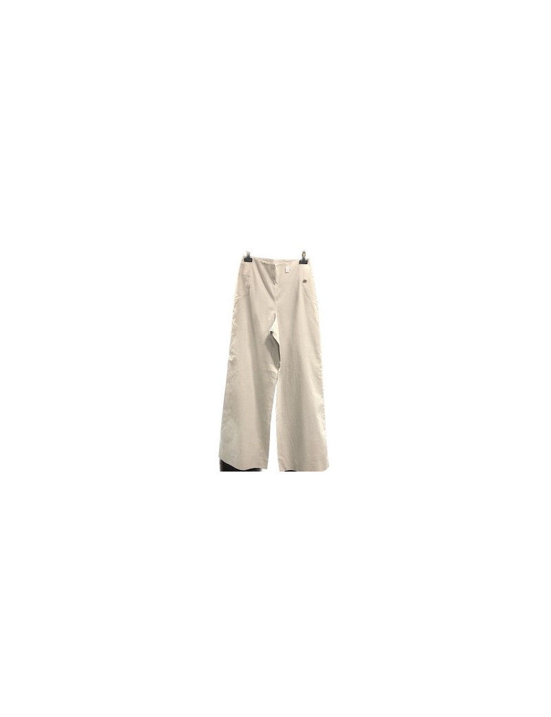 Pantalon CHANEL T 38 en tissu rayé blanc et gris