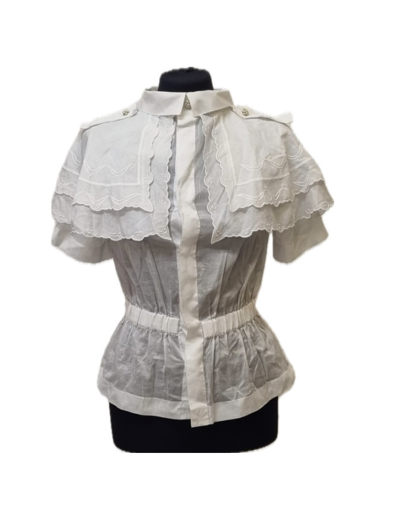 Blouse Chanel T 36 dentelle coton blanc 