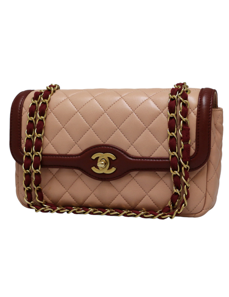 Sac classique CHANEL rose et bordeaux