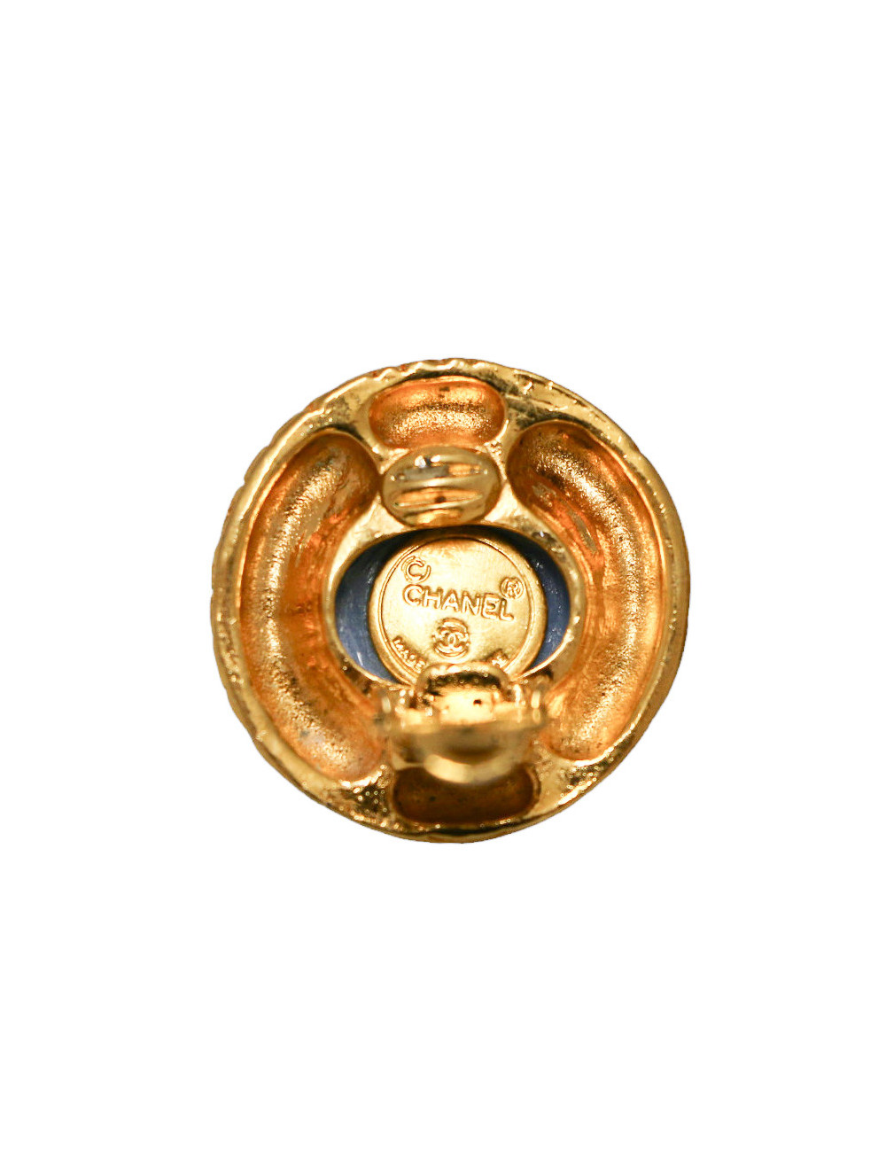 Clips CHANEL pâte de verre bleue