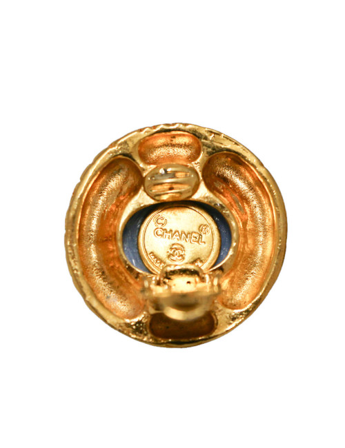 Clips CHANEL pâte de verre bleue