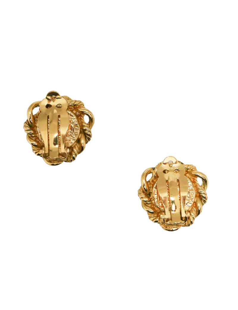 CHANEL vintage mother-of-pearl circular clip-on earrings