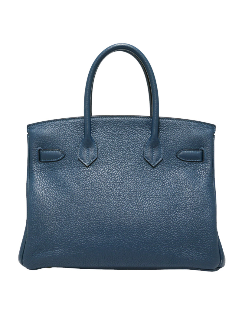 Sac Birkin HERMES 30 togo bleu Colvert