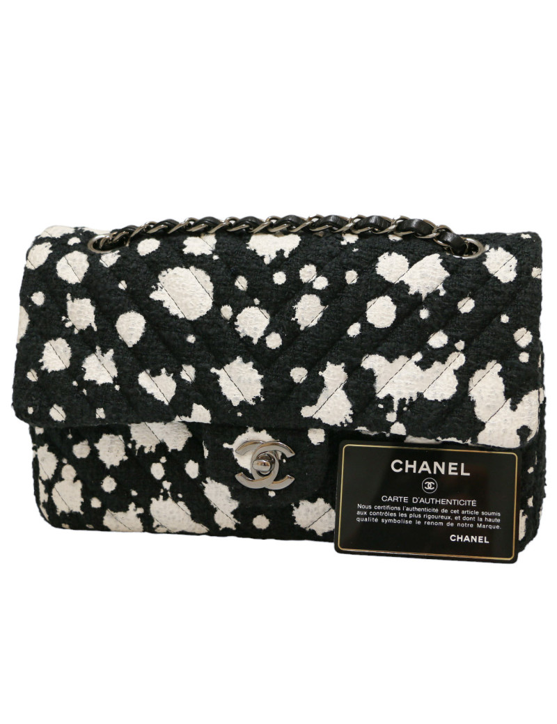 Sac CHANEL tweed noir et blanc
