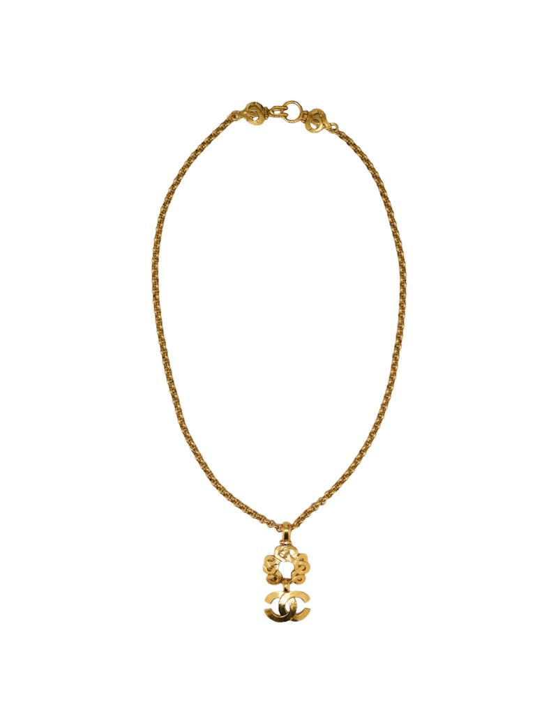 Collier CHANEL chaine dorée CC