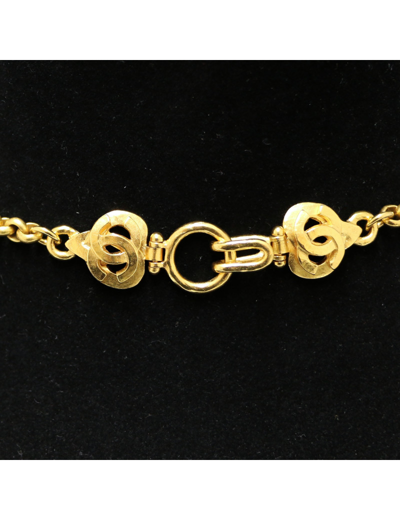 Collier CHANEL chaine dorée CC